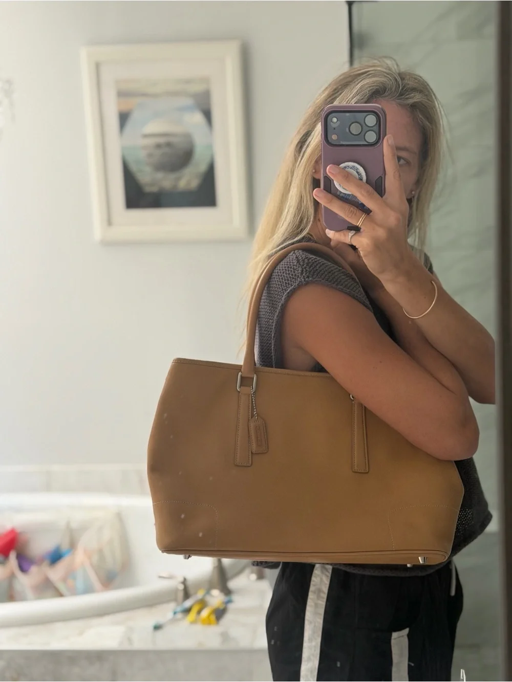 Coach Leather Tote in Camel